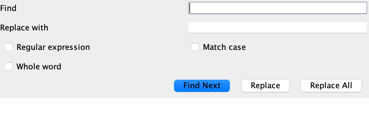 Find and replace controls in Notepad