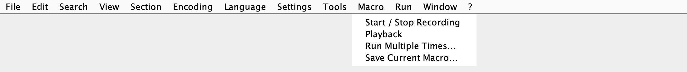 Macro menu in Notepad