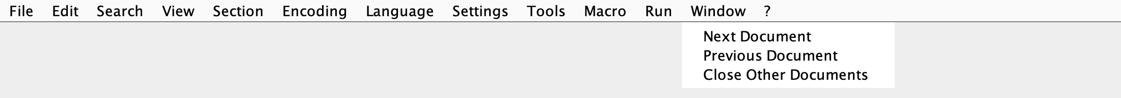 Window menu in Notepad